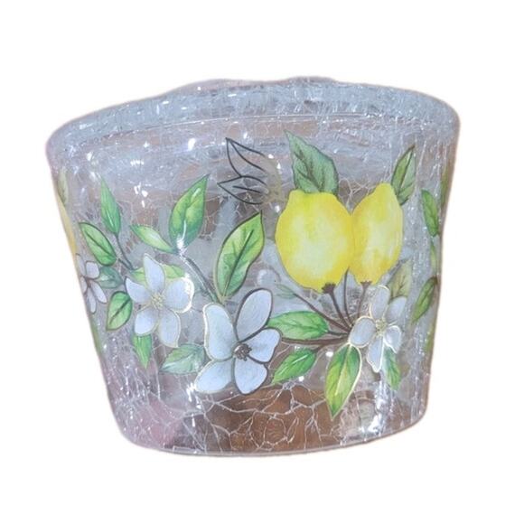 Yankee Candle Clear Crackle Glass Holder – Lemon‎ Floral Design Set of TWO - Picture 7 of 10
